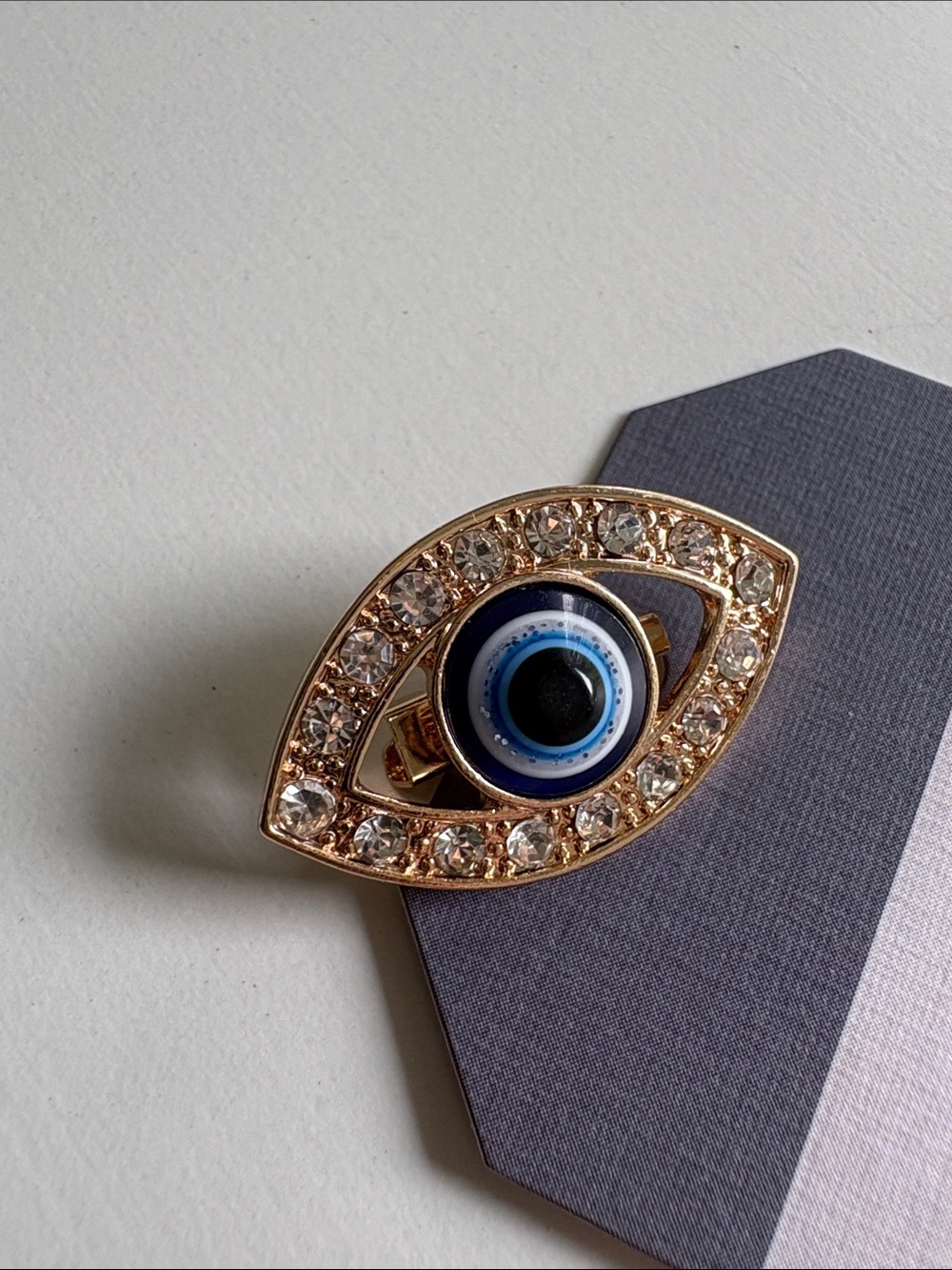 Evil Eye Crystal Pin Brooch - Blue and Gold